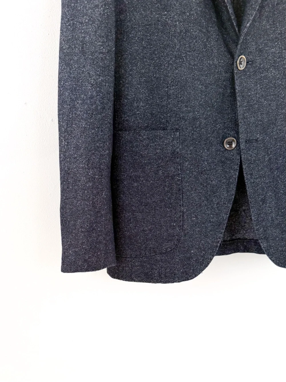Eleventy Navy Silk Wool-Blend Two-Button Sport Coat Blazer Navy Textured 38R